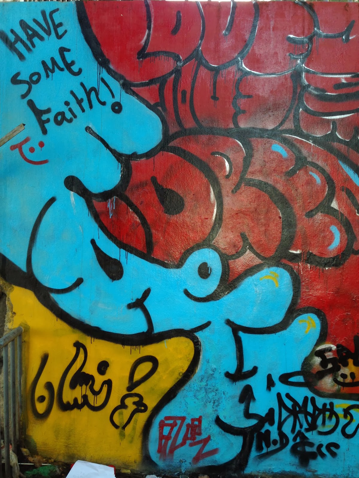 A graffiti on the staircase leading to the Soap House